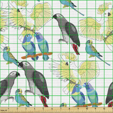 Hayvanlar Parça Kumaş Çeşitli Egzotik Papağan Kuşları Çizimi 