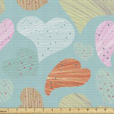 Romantik Parça Kumaş Çizgili Rengarenk Kalpler Desenli Şık