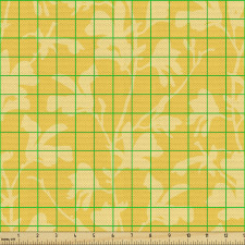 Botanik Parça Kumaş Sıcak Yaz Tonlarında Soyut Yaprak Dalları 