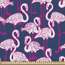 Flamingo Parça Kumaş Soyut Artistik Çizimli Egzotik Kuş Motifi 