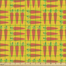 Yemek Parça Kumaş Kesintisiz Organik Bahçe Havuçları Deseni 