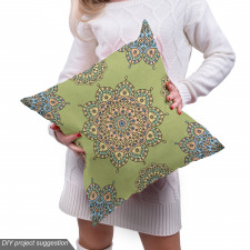 Oryantal Parça Kumaş Mandala Tasarım Çiçekli Mozaik Tasarım