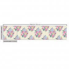 Çiçekli Parça Kumaş Vintage Desenli Floral Buket Motifleri