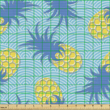 Meyve Parça Kumaş Tekrarlı Ananas Motifleri ve Dalgalı Zemin