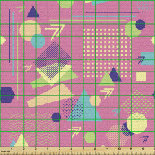 Soyut Parça Kumaş Tekrarlı Rengarenk Geometrik Şekiller Deseni