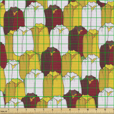 Çiçekli Parça Kumaş Rengarenk Lale Başı Motifleri İlüstrasyonu