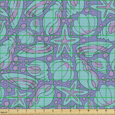 Kumsal Parça Kumaş Soyut Deniz Kabukları ve Yıldızları Deseni