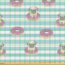 Köpek Parça Kumaş Sevimli Küçük Pug Donutlar ve Marin Çizgiler