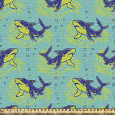 Sualtı Parça Kumaş Karikatür Çizim Ufak Köpek Balığı Motifleri