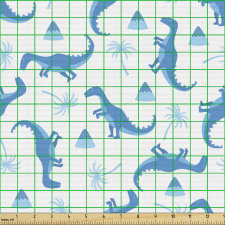 Dinozor Parça Kumaş Basit Sade Hayvan Palmiye ile Dağ Çizimi