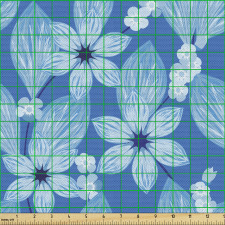 Çiçek Parça Kumaş Su Renginde Otantik Bahar Süslemeli Tasarım