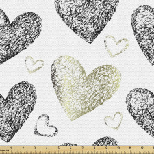 Sevgililer Günü Parça Kumaş El Çizimi Karalama Kalp Motifleri