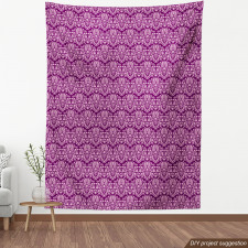 Çiçekli Parça Kumaş Soyut Floral Motif Süslemeli Damask Deseni