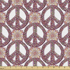 Modern Parça Kumaş Hippi Kültürü Çiçekli Desen ve Barış İşareti