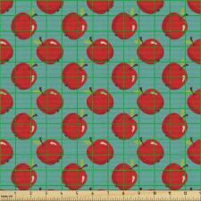Meyve Parça Kumaş Kırmızı Taze Bahçe Elması Kesintisiz Motif