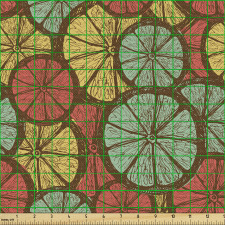 Retro Parça Kumaş Zarif ve Güzel Portakal Dilimleri Çizimi