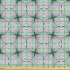 Geometrik Parça Kumaş Kare ve Dairelerle Oluşmuş Çizgili Desen