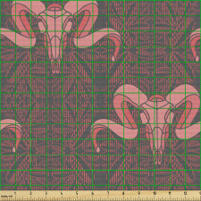 Soyut Parça Kumaş Koç Kafatasları ve Etnik Süslü Arka Plan