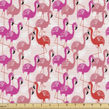 Hayvan Parça Kumaş Pembe ve Nar Çiçeği Renginde Flamingolar
