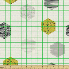 Modern Parça Kumaş Yatay Çizgiler ve Noktalar ile Altıgenler