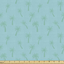 Tropikal Parça Kumaş Mavi Palmiye Ağaçları
