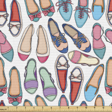 Moda Parça Kumaş Rengarenk Tekrarlı Kadın Ayakkabısı Motifleri