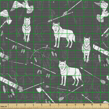 Hayvan Parça Kumaş Koyu Zeminde Tekrar Eden Kurt Silüetleri