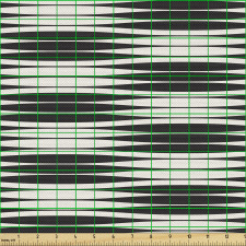 Monokrom Parça Kumaş Optik Dinamik Yatay Kesik Şeritler Deseni