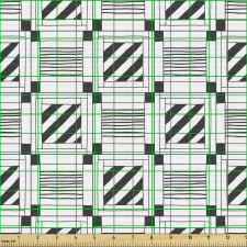 Geometrik Parça Kumaş Dekoratif Koyu Grili Kareler Desenli