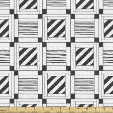 Geometrik Parça Kumaş Dekoratif Koyu Grili Kareler Desenli