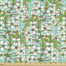 Doğa Parça Kumaş Gökyüzüne Doğru Büyüyen Çiçek Dalları Çizimi