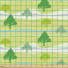 Doğa Parça Kumaş Orman Yolu ile Ağaçlar ve Nehir İllüstrasyonu