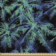 Tropikal Parça Kumaş Tekrarlı Palmiye Ağacı Yaprakları Çizimi