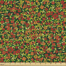 Bahar Parça Kumaş Rengarenk Küçük Bahçe Kır Çiçekleri Tasarımı