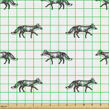 Hayvan Parça Kumaş Monokrom Stilde Renklendirilmiş Tilkiler