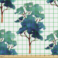 Doğa Parça Kumaş Sulu Boya Stilinde Sanatsal Ağaç Desenleri