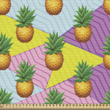 Rengarenk Parça Kumaş Yaz Temasında Geometrik Arka Plan Ananas