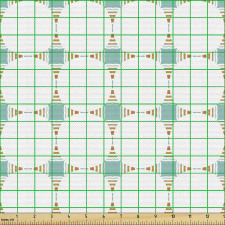 Geometrik Parça Kumaş Minimal Tasarım Kareler Daireler Deseni