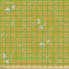 Doğa Parça Kumaş Meşe Palamudu ve Yapraklarının Grafik Çizimi