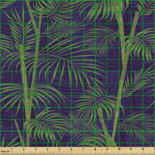 Egzotik Parça Kumaş Koyu Fon Üzerine Tropik Ağaç Dalları Deseni