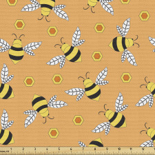 Karalama Parça Kumaş Canlı Sade Uçan Arılar ile Bal Petekleri