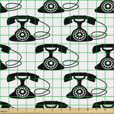 Retro Parça Kumaş Monokrom Eski Nostaljik Klasik Telefonlar 