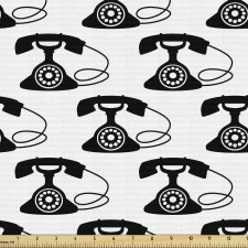 Retro Parça Kumaş Monokrom Eski Nostaljik Klasik Telefonlar 