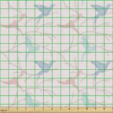 Moda Parça Kumaş Zarif ve Kibar Kuşlar ve Ağaç Dalları Silueti