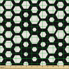 Geometrik Parça Kumaş Siyah Beyaz Altıgenler