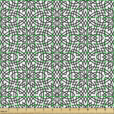 Geometrik Parça Kumaş Monokrom Dalgalı Soyut Çiçek Motifleri 