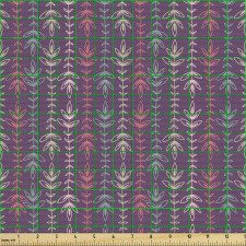 Botanik Parça Kumaş Rengarenk Yaprak Sarmaşık Dalları Deseni