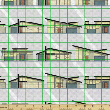 Mimari Parça Kumaş Çizgili Zemin Üzerinde Lüks ve Şık Binalar
