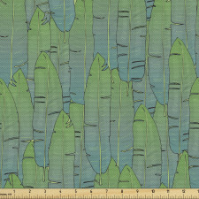 Egzotik Parça Kumaş Üst Üste Çizilmiş Tropik Yaprak Desenleri
