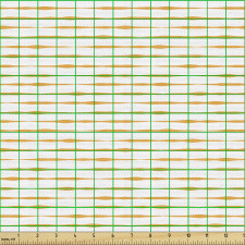 Geometrik Parça Kumaş Beyaz Fon Üzerinde Turuncu Çizgi Desenli